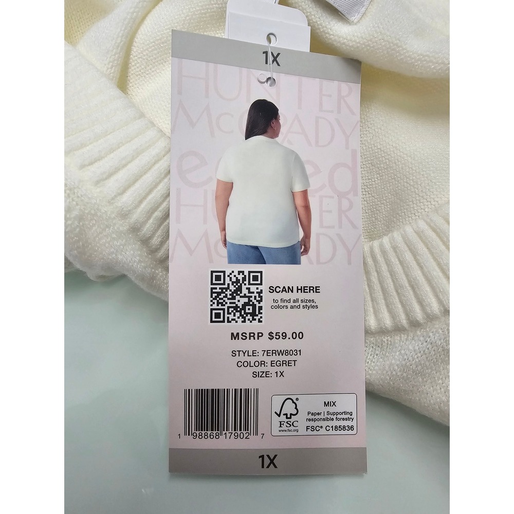 Edited x Hunter McGrady Women 1X Egret White Short Sleeve Sweater 7ERW8031‎ NWT - Picture 3 of 8